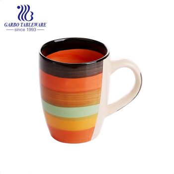 Taza de beber de agua de 8 oz de promoción de precio barato de cerámica colorida de arco iris taza de porcelana de esmalte de color de 230 ml con asa