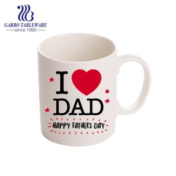 Regalo del día del padre Impresión personalizada Taza de agua de cerámica Taza de porcelana de café Venta al por mayor de China Taza de porcelana de hueso para beber al por menor