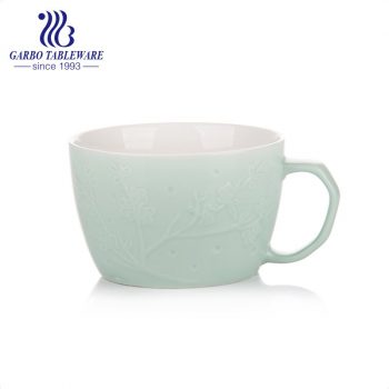 Taza de avena de porcelana grande de 720 ml taza de desayuno color azul esmaltado taza para beber taza de cena con asa taza de cerámica de impresión personalizada