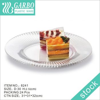 Pratos redondos de 12 polegadas duráveis ​​de plástico resistente e elegantes pratos transparentes para eventos ao ar livre