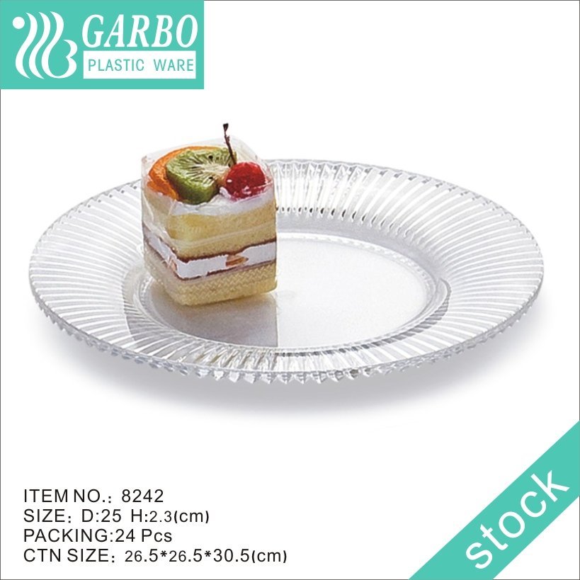 Pratos redondos de 12 polegadas duráveis ​​de plástico resistente e elegantes pratos transparentes para eventos ao ar livre