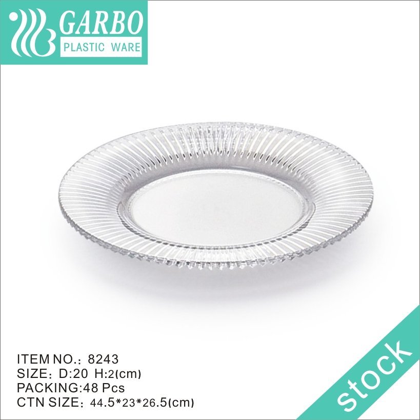 Round 12inch Durable Strong Plastic Serving Platters Stylish Clear Dinner Plates for Outdoor Events