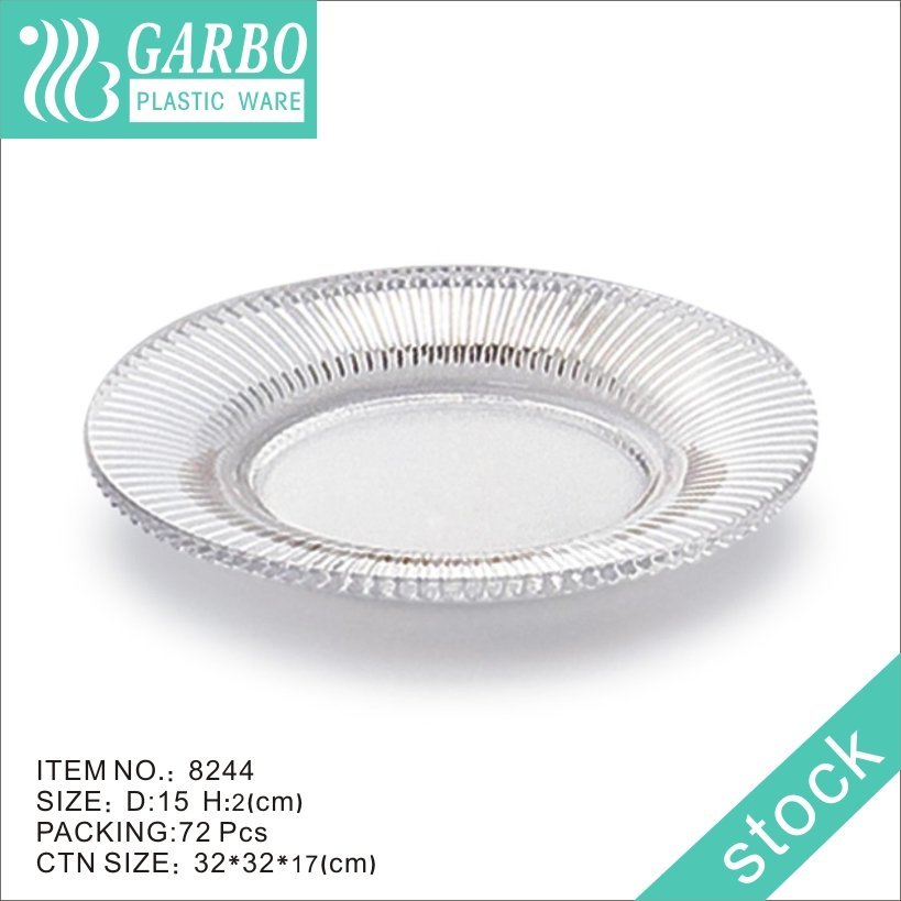 Platos redondos de plástico resistentes y duraderos de 12 pulgadas, elegantes platos de cena transparentes para eventos al aire libre