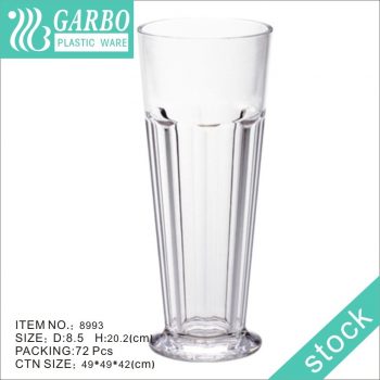 Vaso de plástico de bebida larga transparente de 530 ml al por mayor con fondo grueso