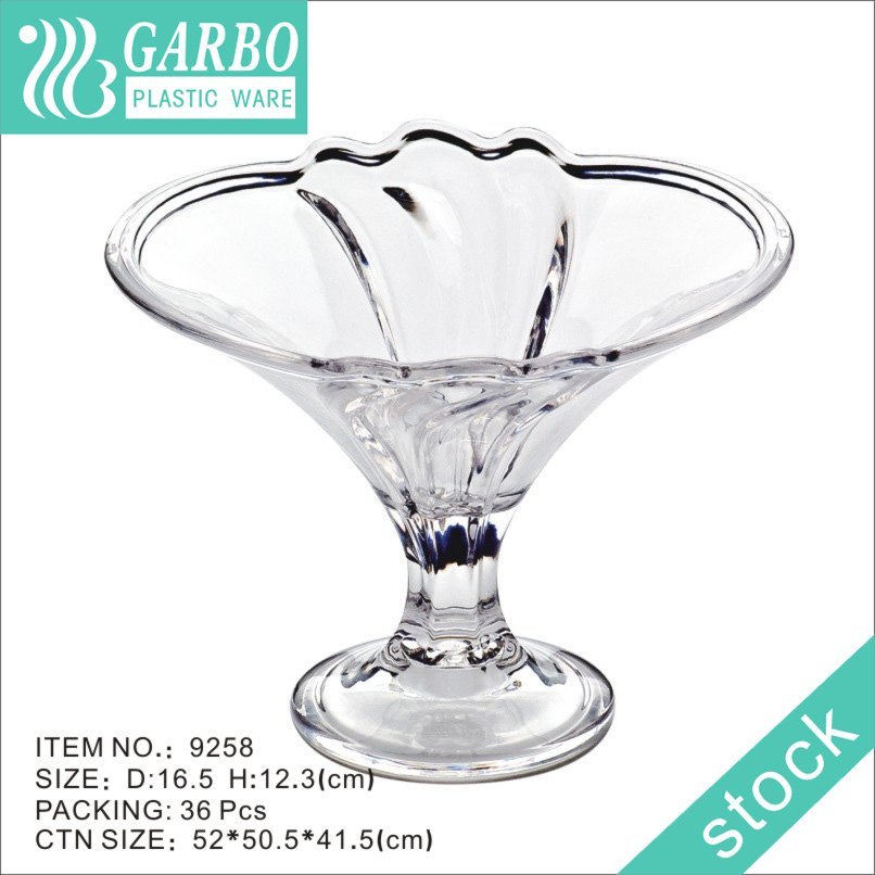 Clear thin irregular shape plastic dessert salad fruit ice cream glass bowl dinner salad serving bowl for home restaurant