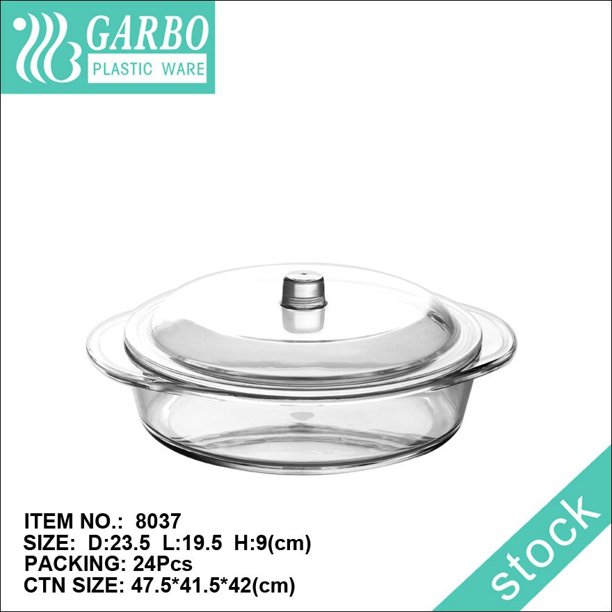 High-quality acrylic transparent rectangle plastic food container with decorative strip pattern with lid for kitchen refrigerator