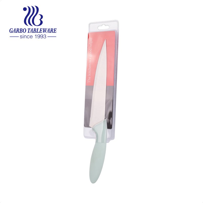 Máquina prensada 420 Material Cuchillo de cocina Color personalizado Plastice Base Uso seguro y afilado Cuchillo de cocina de alta calidad para uso doméstico