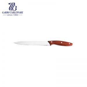 Machine Pressed Brown Box Pack Kitchen Usage 420 Stainless Steel Knife with Colored Wooden Handle