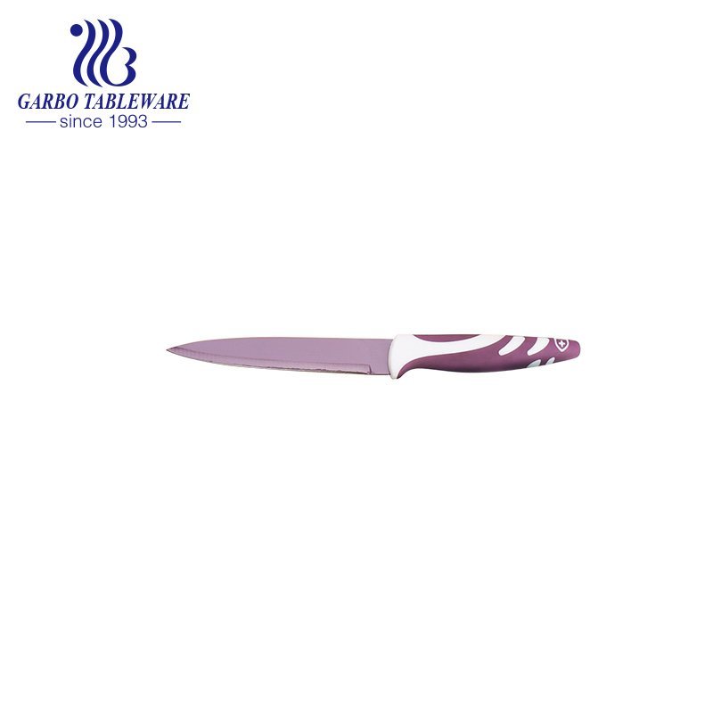 7PCS Машинный пресс высокого качества для кухонного ножа для распыления Индивидуальный логотип 420 Материал кухонный нож и овощечистка с цветной ручкой из полипропилена
