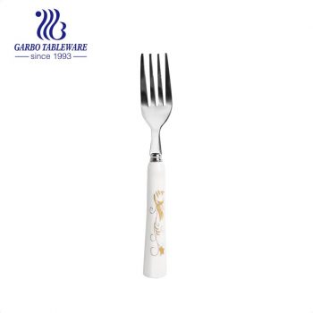 Portable Stainless Steel dinner fork with customized ceramic handle dessert fork for wholesale