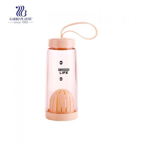 420ml Orange Clear Plastic Water Bottle with a Silicone Lid
