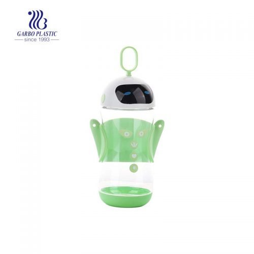 16oz New Robot-design Plastic Water Bottle with Green Color Handle
