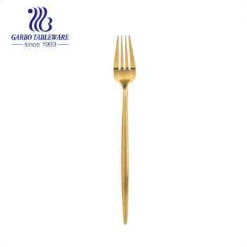 Fourchette à dîner en acier inoxydable brillant pour couverts en plaqué or pour le restaurant et la maison