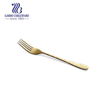 Cubiertos chapados en oro, tenedor de cena de acero inoxidable altamente pulido, vajilla de oro para restaurante y hotel