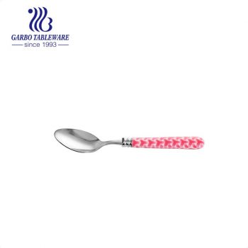 New design colorful red plastic handle stainless steel flatware coffee spoon