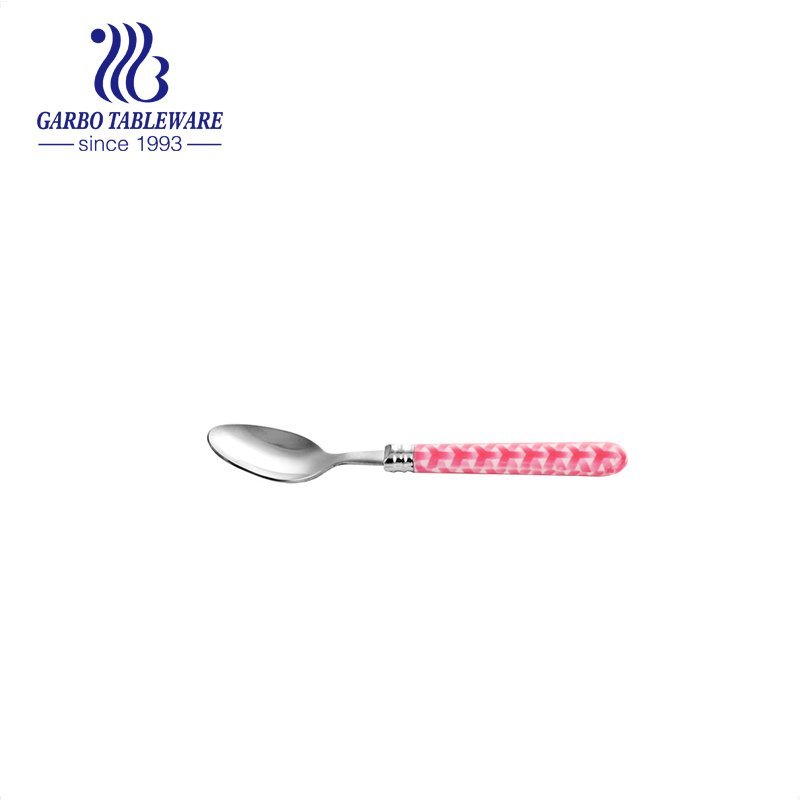 410/430 stainless steel dessert spoon with ceramic handle and golden rose plating