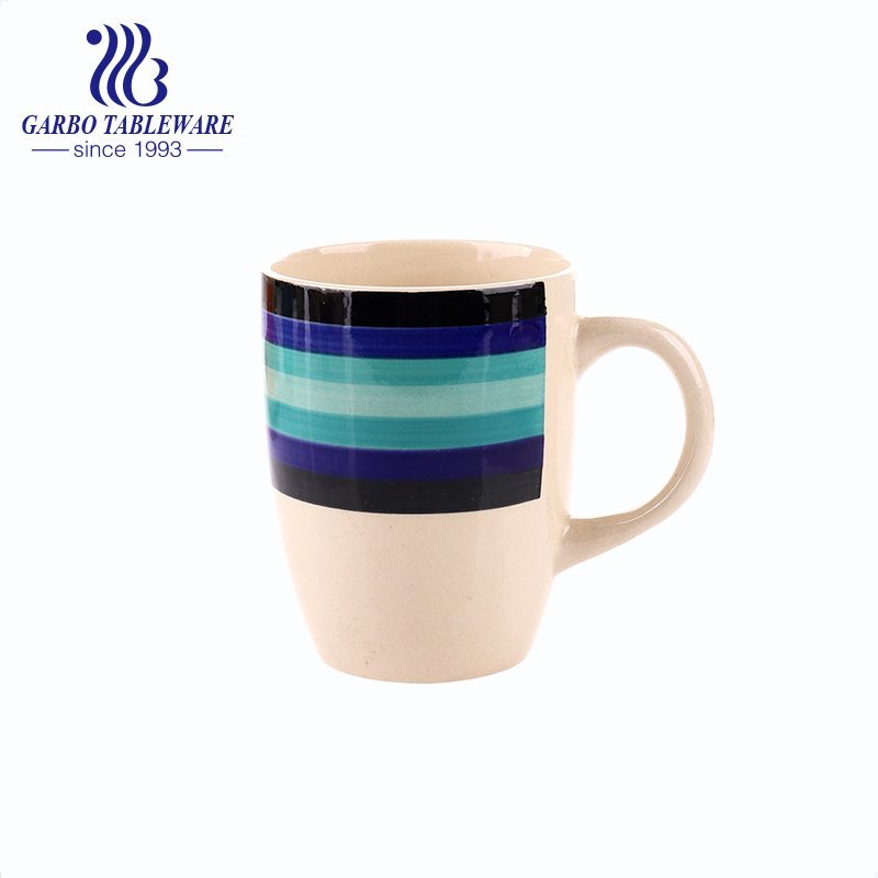 Taza de beber de agua de 8 oz de promoción de precio barato de cerámica colorida de arco iris taza de porcelana de esmalte de color de 230 ml con asa