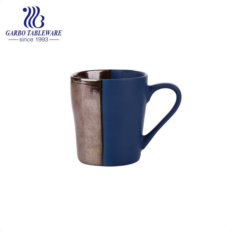 Taza de avena de porcelana grande de 720 ml taza de desayuno color azul esmaltado taza para beber taza de cena con asa taza de cerámica de impresión personalizada
