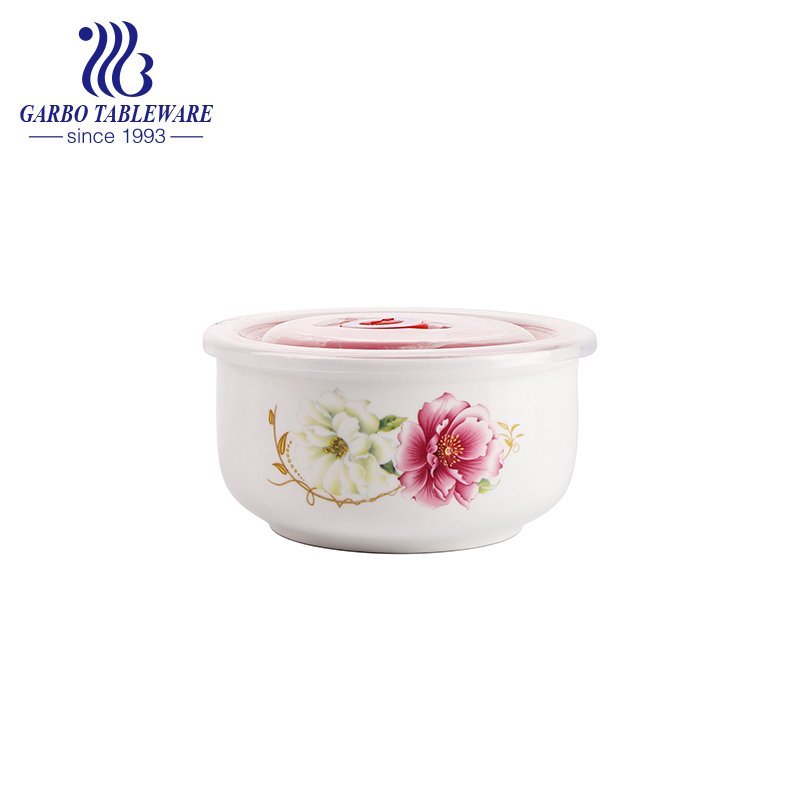 high quality 3pcs ceramic bowl set with lid for storage food