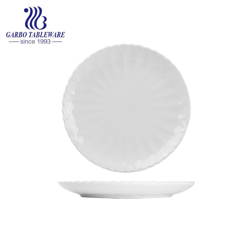 Factory cheap hotel restaurant serving tableware elegant white flat hexagon 10inch porcelain plate dish