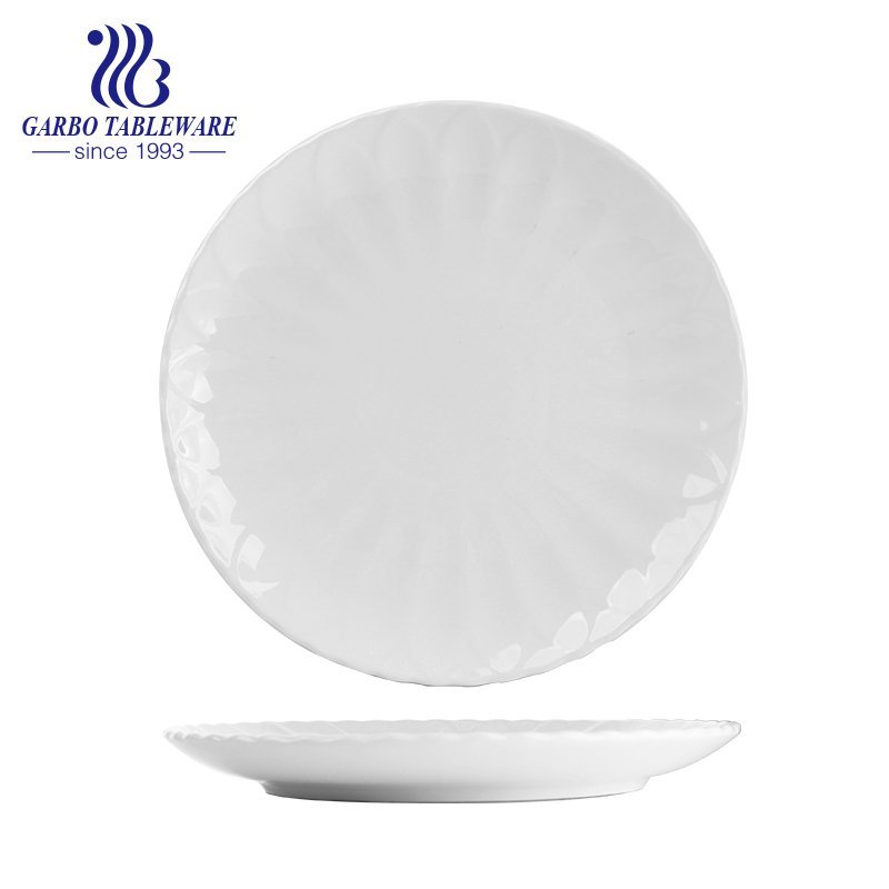 Wholesale elegant pure white porcelain tableware pizza 12inch ceramic charger plate