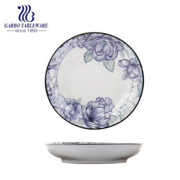 Оптовая китайская фабрика дешевая фарфоровая посуда под глазированным цветком 7-дюймовая круглая керамическая тарелка