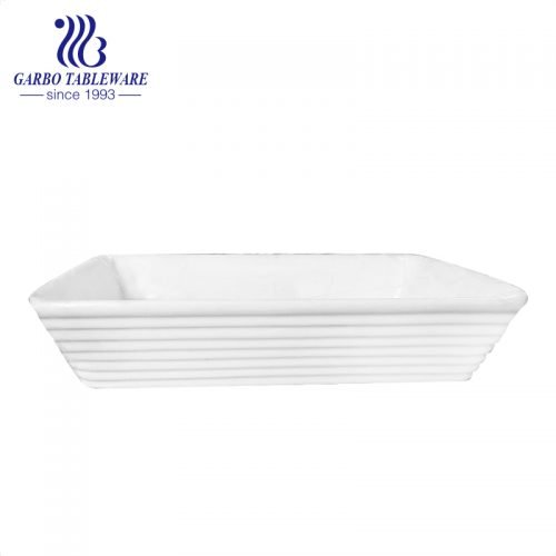 1200ml Heat-Resistant Rectangle Shape Porcelain Baking Plate Baking Tray