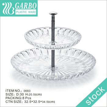 2 Tier Durable Plastic Cake Stand Serving Platter Dessert Snacks Plate Perfect for Outdoor Party