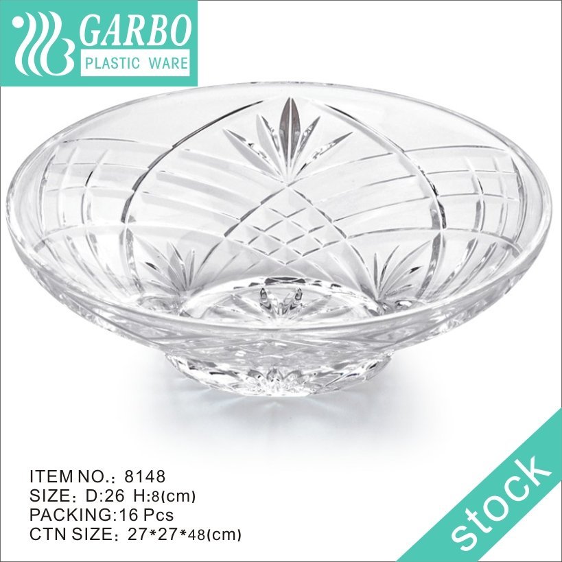 30cm Big Size Round Footed Plastic Cake Serving Plate with Elegant Embossed Design