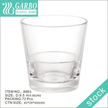 Wholesale 11oz classic V shape transparent plastic whiskey drinking cup ODM