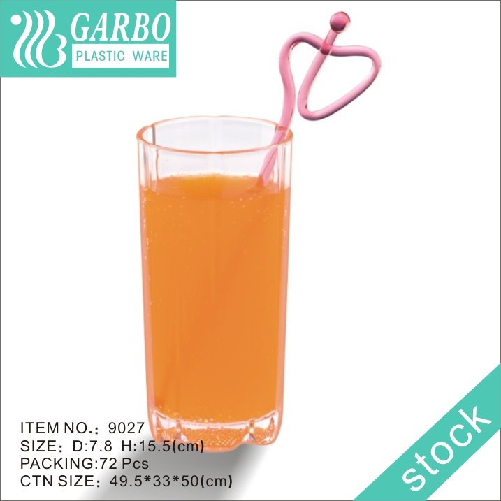 ODM Food contact safe square bottom 480ml transparent juice drinking plastic cup