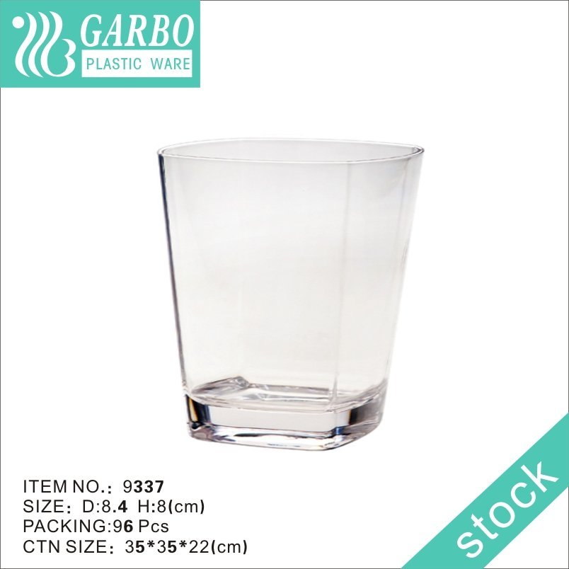 Wholesale 11oz classic V shape transparent plastic whiskey drinking cup ODM