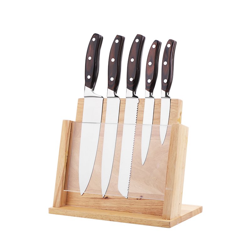 5PCS China Wholesale High Quality Environmental Friendly Customized Logo 420 Material Kitchen Knife Set With 430 Material Handle