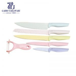 Kitchen Usage Wheat Straw Mordern Style Hot Selling Superior Quality Knife Peeler Ready Stock Limited 6PCS Kitchen Knife Set With Wheat Straw Handle
