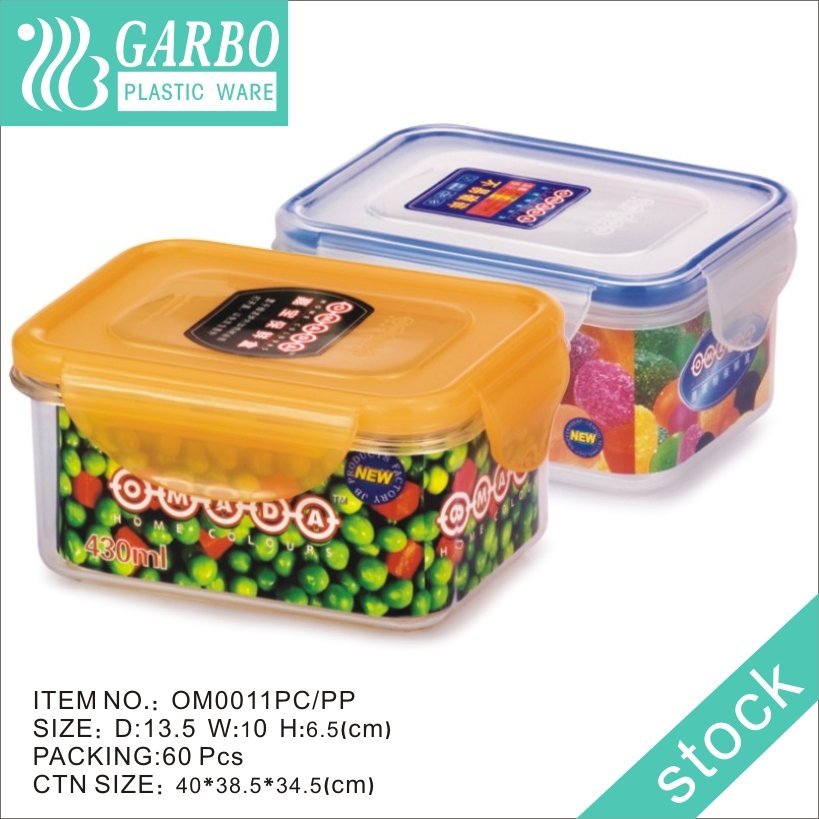 Recipientes de almacenamiento de alimentos cuadrados de plástico transparente de grado alimenticio aptos para lavavajillas, diseño de logotipo con tapa de cierre fácil