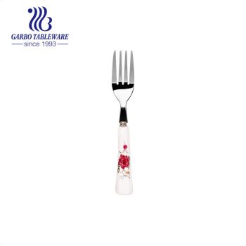 Silverware cutlery 140mm length high polished cake dinner dessert fork with ceramic handle for sale