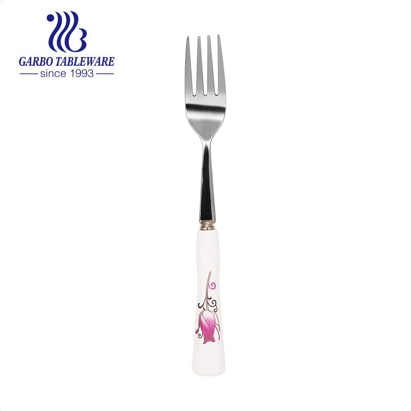 Lovely flatware stainless steel 13/0 dinner fork with ceramic handle customized design silverware