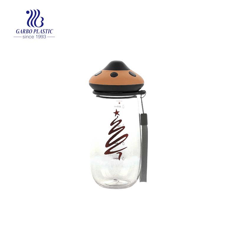 20oz water drinking brown transparent plastic bottle with a PP lid