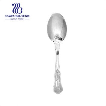Retro style engraved design flatware stainless steel dinner soup spoon OEM