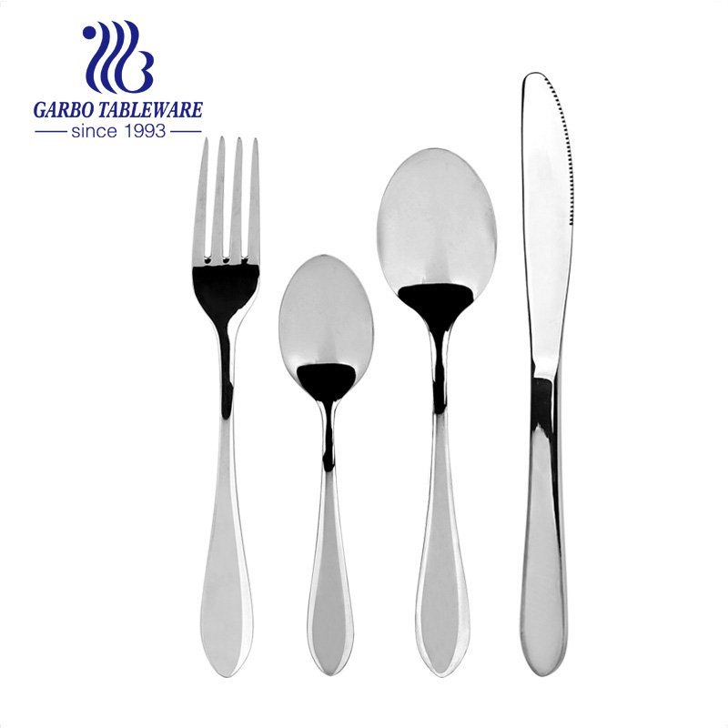 Premium heavy sturdy 18/10 stainless steel metal set with mirror polished dinnerware service for 4