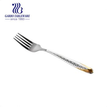 European style elegant gold plated 13/0 stainless steel dinner fork flatware customized handle silverware tableware