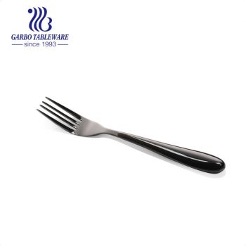 Fourchette à dîner galvanisée noire de 8 pouces avec poignée en plastique fourchettes à salade en acier inoxydable vaisselle pour la maison de restaurant et l'hôtel