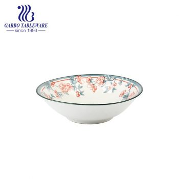 Wholesale 7 inch underglazed cereal noodle bowl with flower decal for home