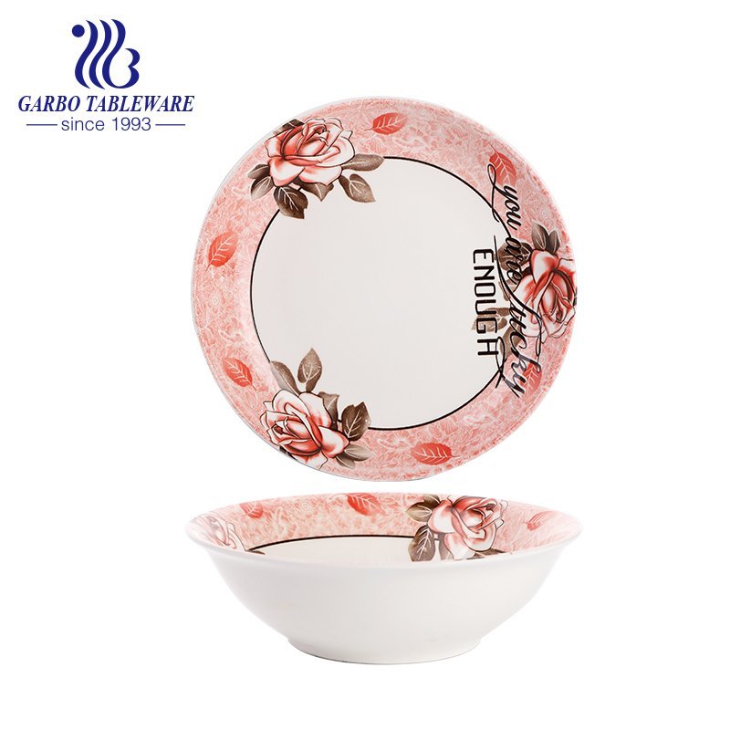 Wholesale 7 inch underglazed cereal noodle bowl with flower decal for home