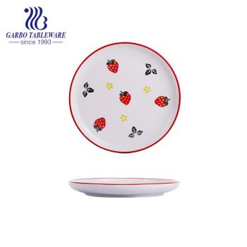 Оптовая продажа, высококачественная уникальная керамическая посуда с фруктовым дизайном, круглая ручная роспись, 10-дюймовая простая фарфоровая тарелка