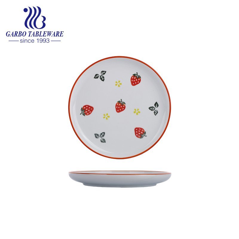 Оптовая продажа, высококачественная уникальная керамическая посуда с фруктовым дизайном, круглая ручная роспись, 10-дюймовая простая фарфоровая тарелка