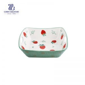 10” Heat-Resistant Square Strawberry Printing Porcelain Baking Tray kitchen cookware