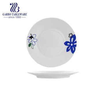 Factory custom cheap OEM decal mini plain round 6inch porcelain dessert dish for cafe restaurant stock available