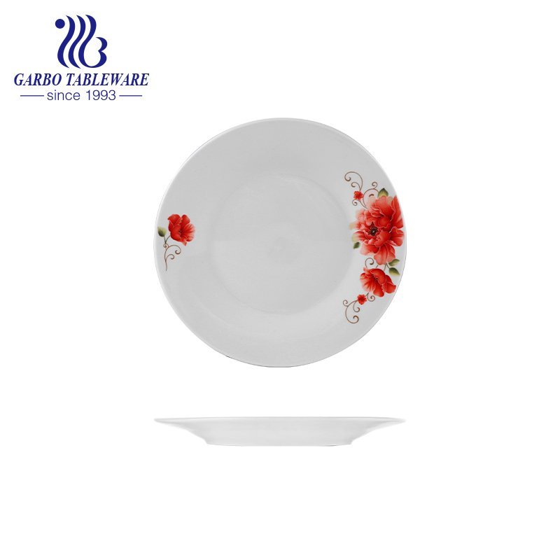 Factory custom cheap OEM decal mini plain round 6inch porcelain dessert dish for cafe restaurant stock available