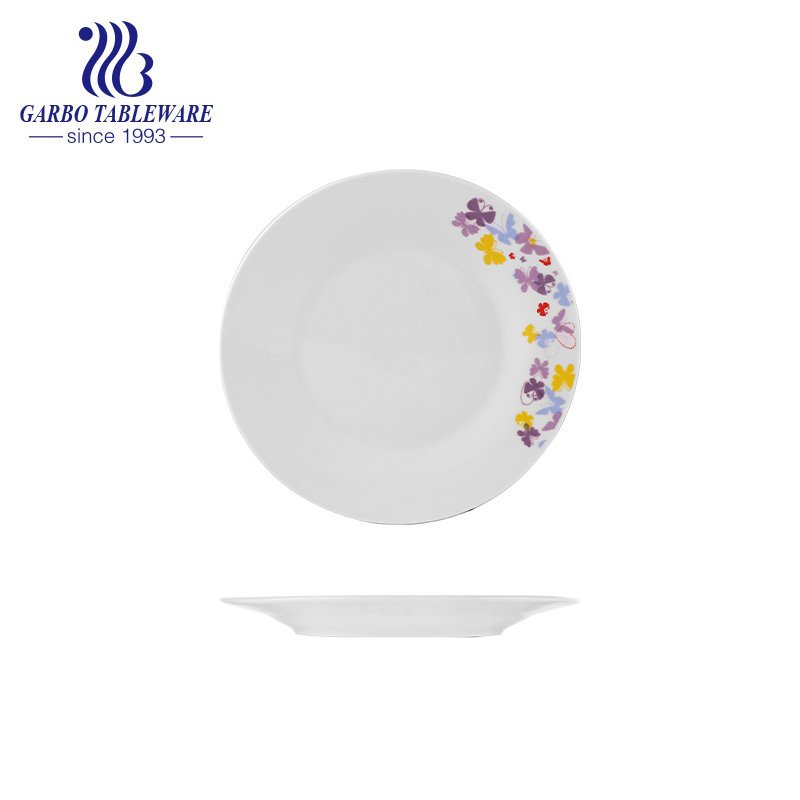 Factory custom cheap OEM decal mini plain round 6inch porcelain dessert dish for cafe restaurant stock available